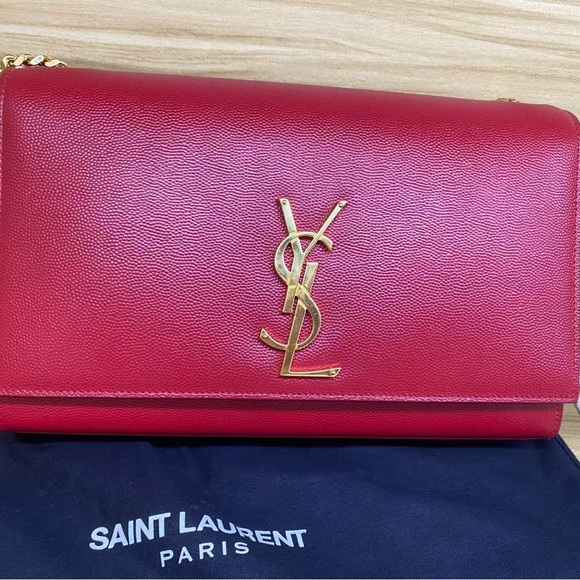 Saint Laurent Red Crossbody Bag with Gold Logo - Picture 1 of 7